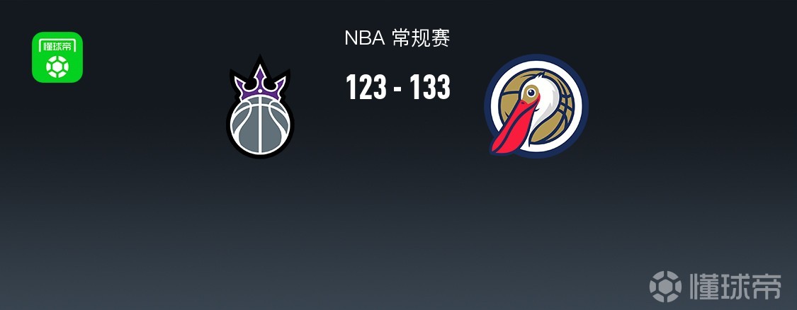 鹈鹕7人上双133-123国王，锡安23+9，威少19+10